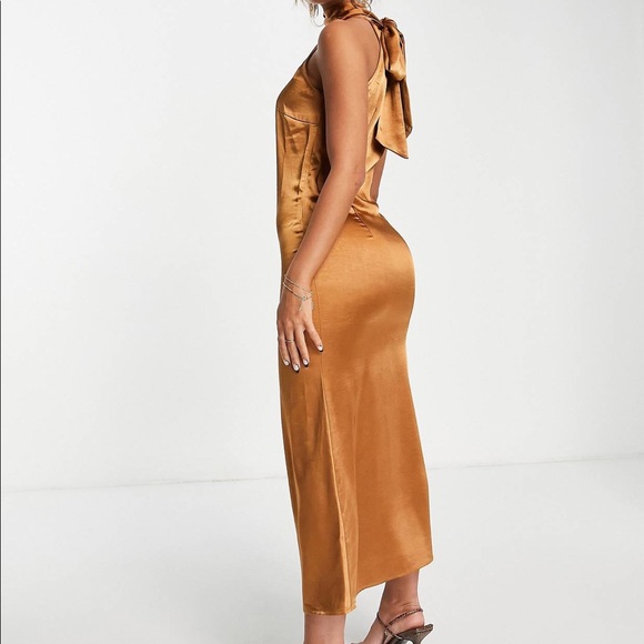 FORMAL SATAN MIDI DRESS - Picture 3 of 3